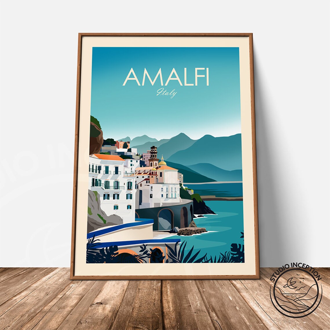 Amalfi Coast Italy Travel Poster, Coastal Wall Art - Image 2