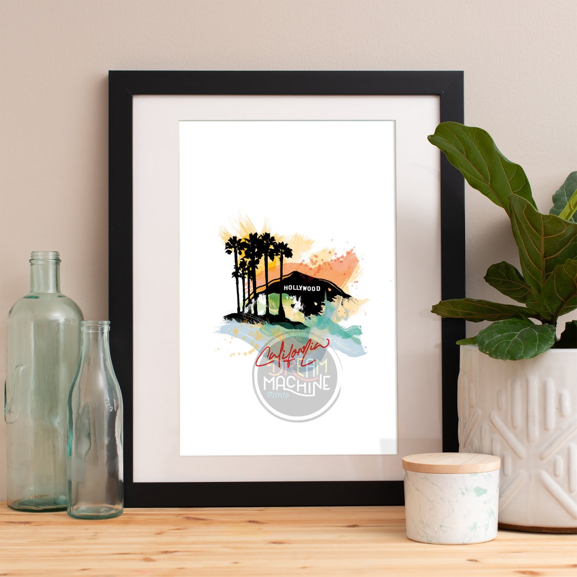 Hollywood Print Hollywood Skyline Hollywood Art Hollywood Poster Hollywood Watercolor Hollywood Art Hollywood Map Hollywood Wall Art