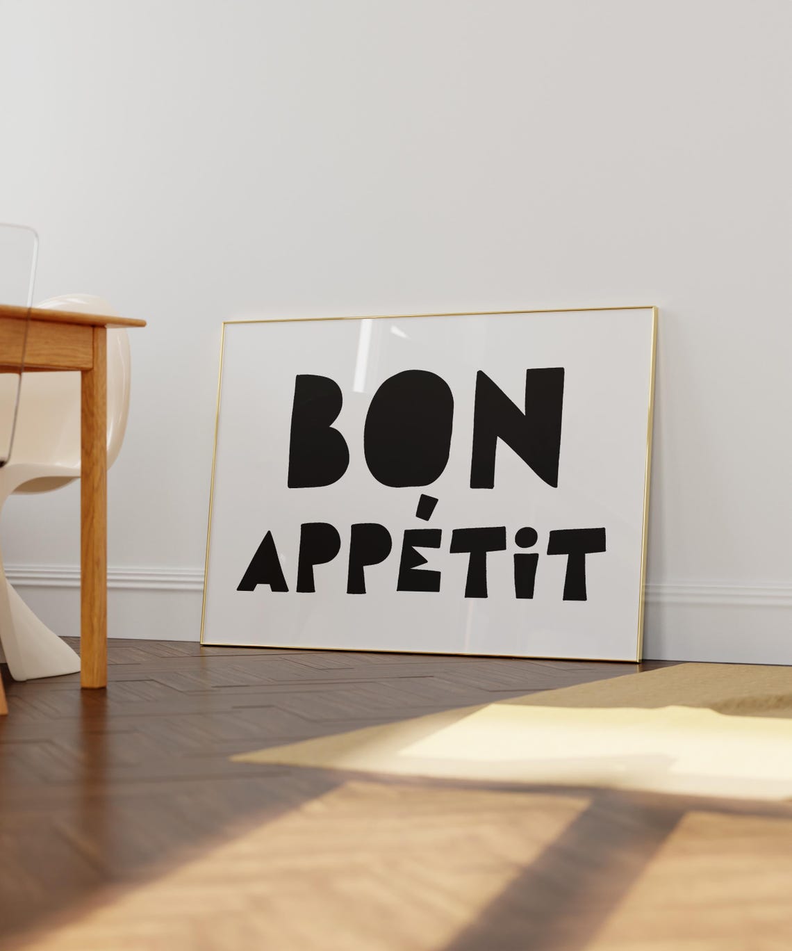 Bon Appetit Bold Black Lettering French Kitchen Dining Poster Art - Image 3