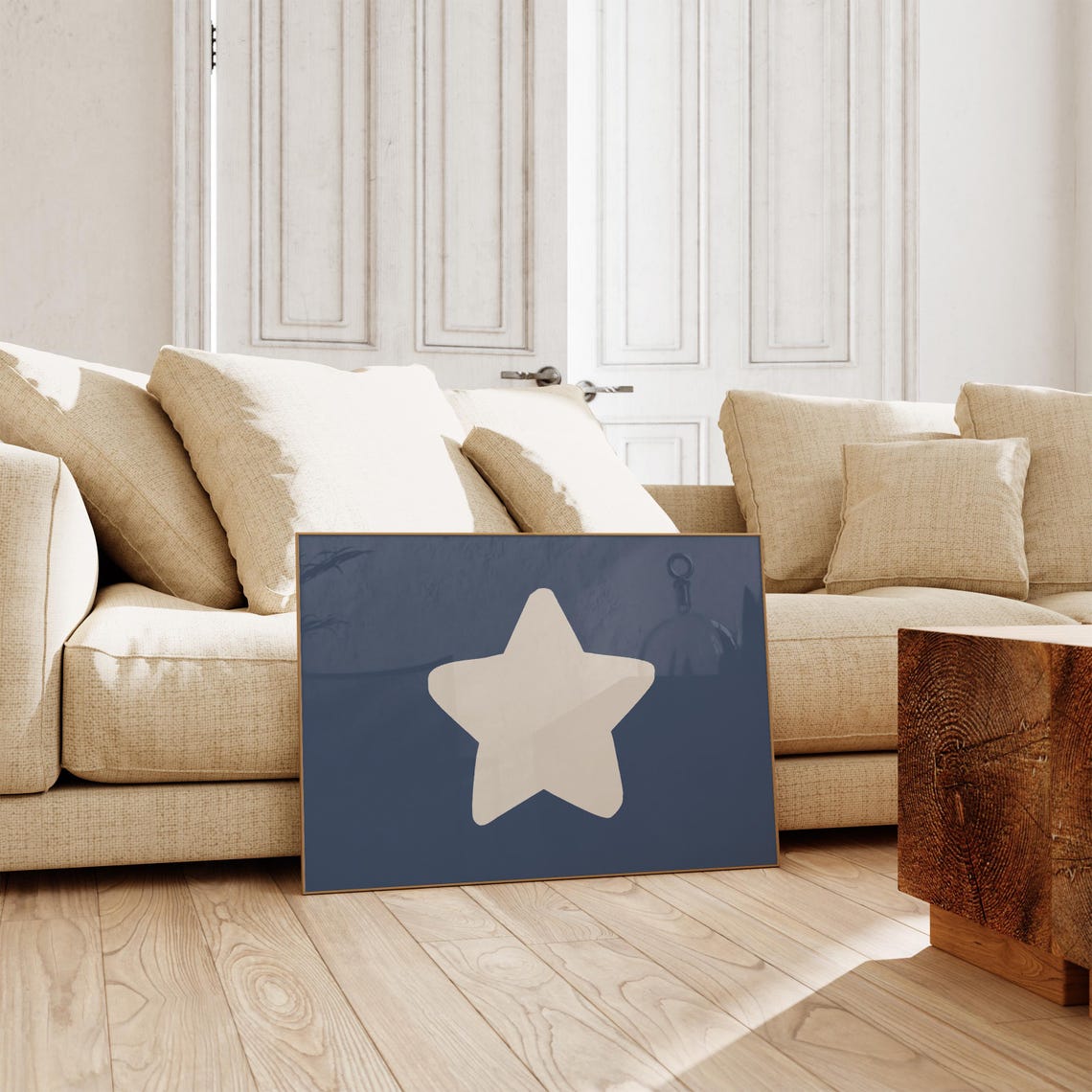 Navy Blue White Star Modern Minimalist Nursery Wall Decor Poster - Image 4