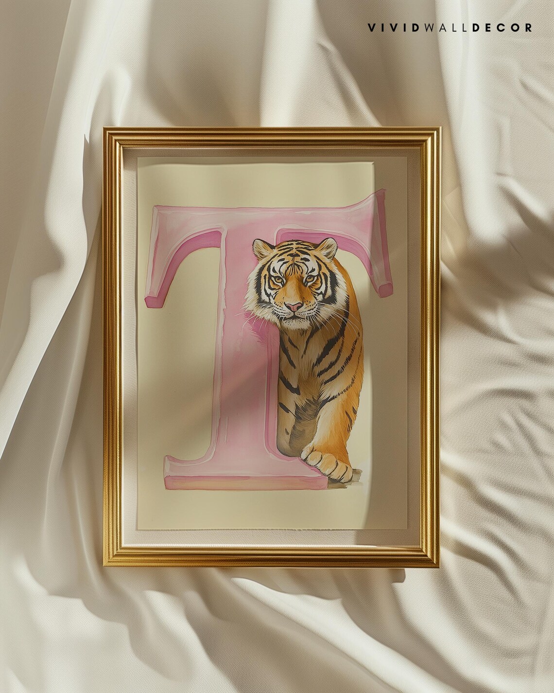 Tiger Letter T Pastel Nursery Art Poster for Kids Room Wall Decor - Image 3