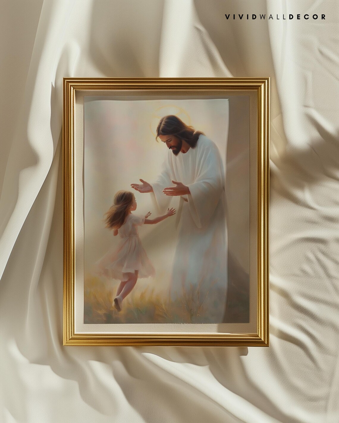 Jesus Reaching Out to a Little Girl in Radiant White Light Poster - Image 2