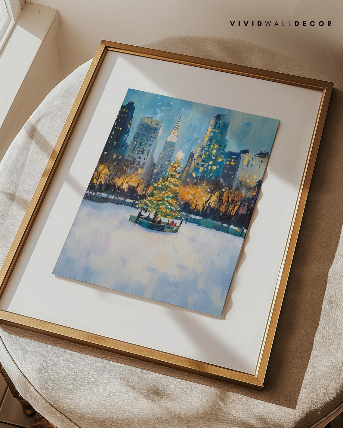 Christmas Tree At City Ice Rink With Skyscrapers Winter Poster - Image 3