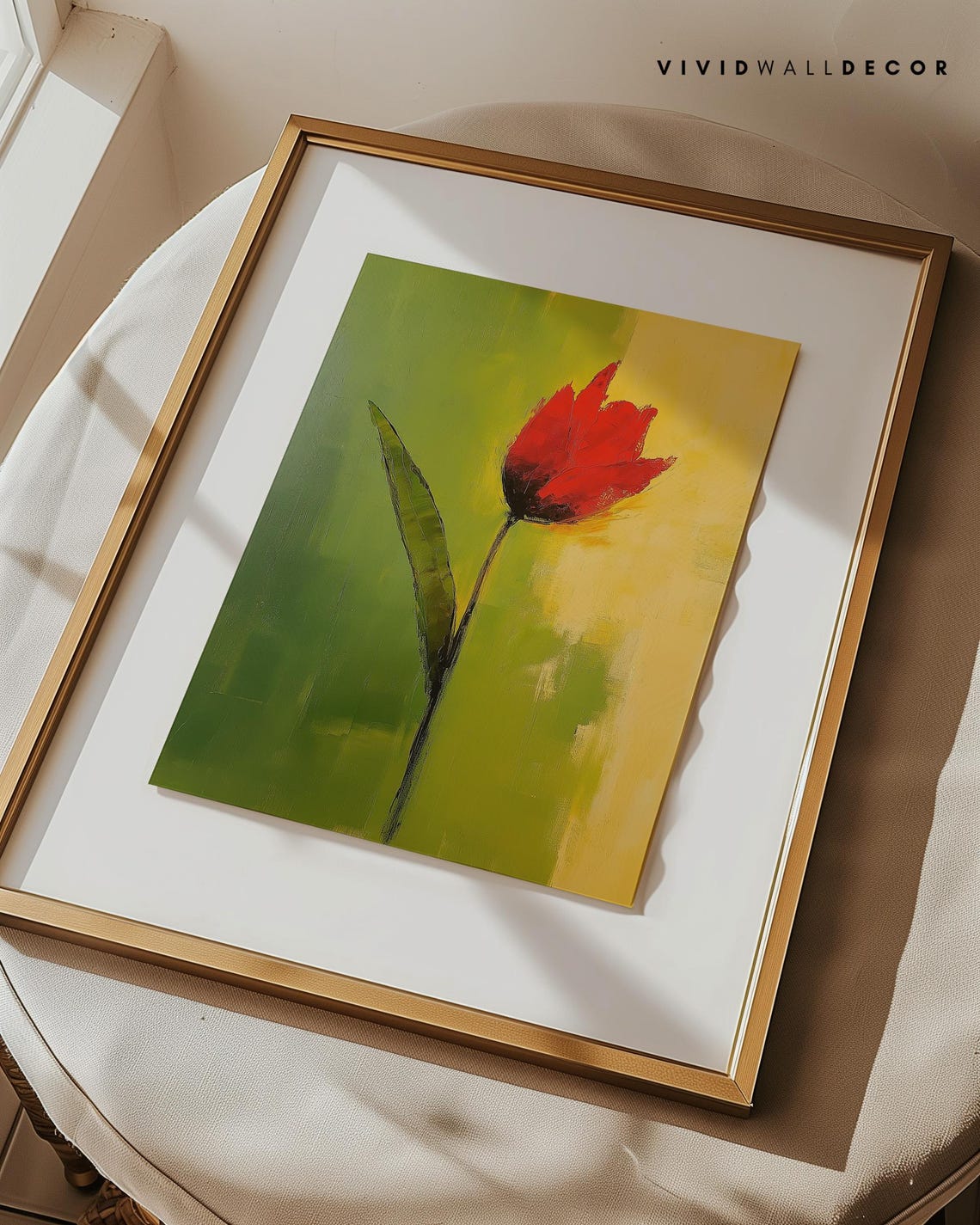 Single Red Tulip Minimalist Bold Modern Flower Statement Poster - Image 2