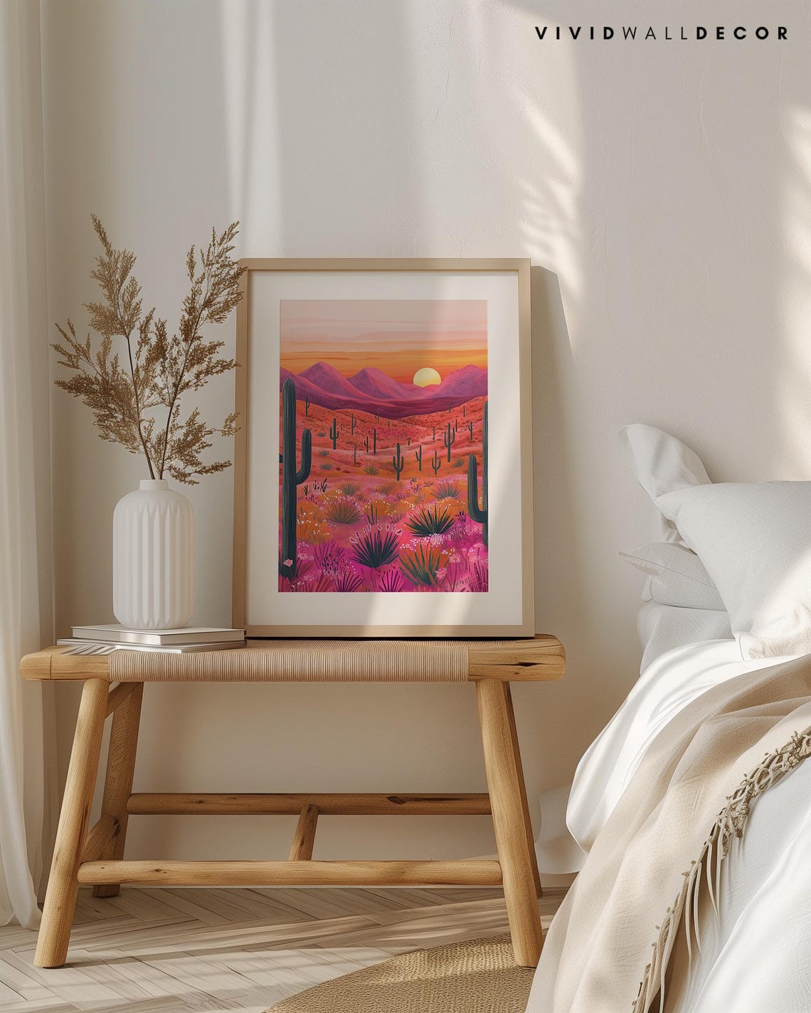 Pink Desert Sunset With Saguaro Cacti And Purple Mountains Poster - Image 4