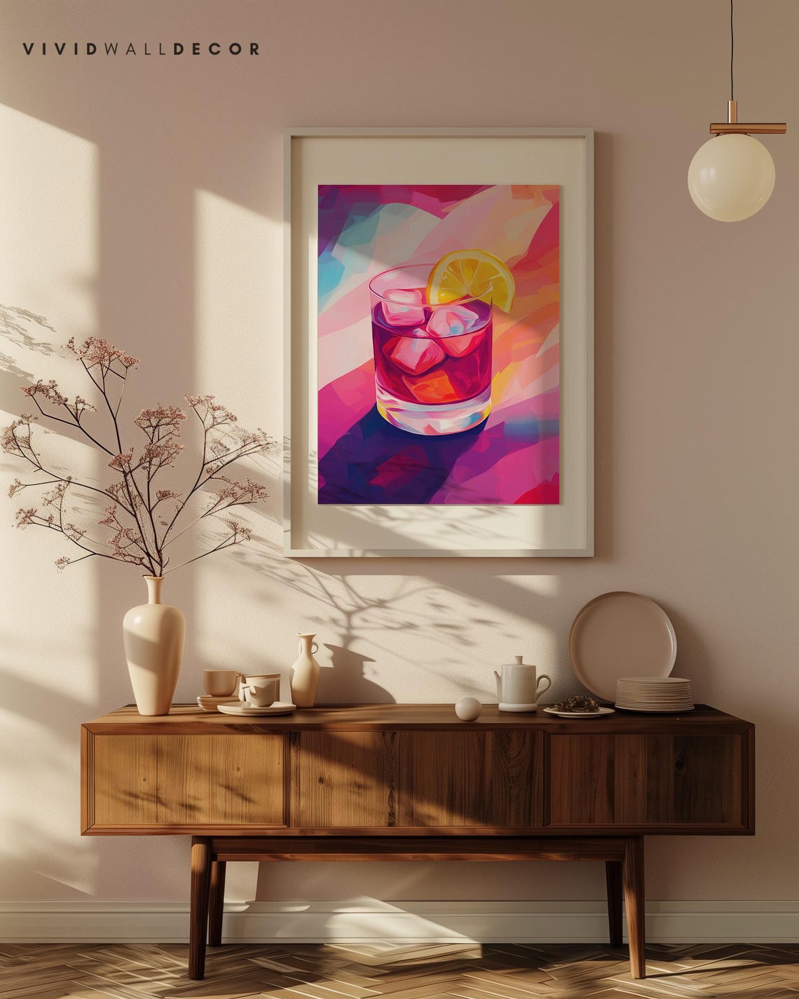 Colorful Pink Citrus Cocktail With Ice Modern Bar Art Poster - Image 4