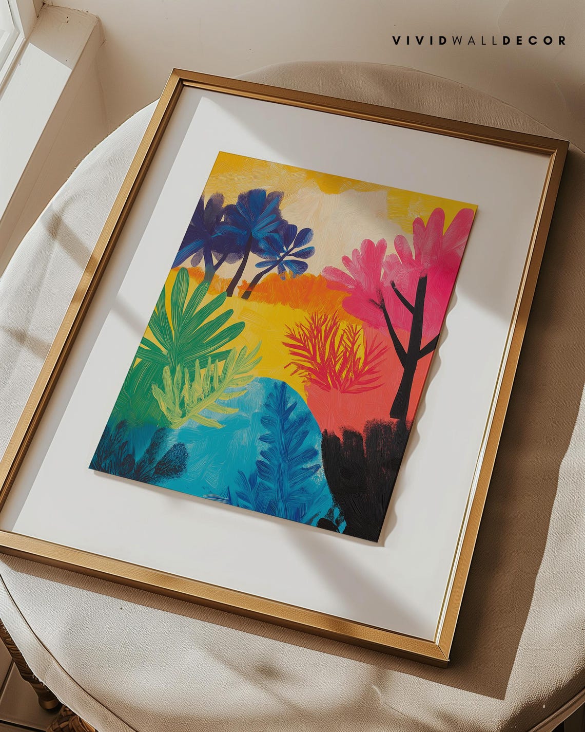 Abstract Tropical Sunset Jungle Foliage Vibrant Color Wall Poster - Image 3