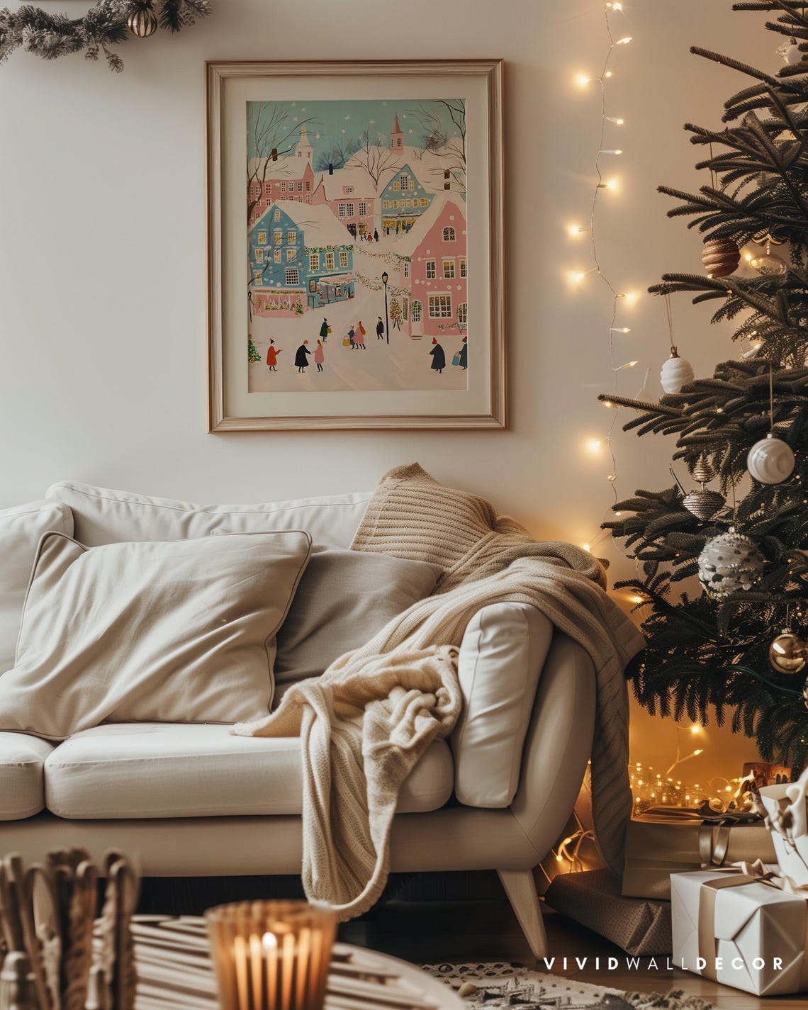 Holiday Cheer In The Village Print Snowy Christmas Town Scene Festive Winter Wonderland Wall Decor For Seasonal Charm Christmas Gift Card - Image 4