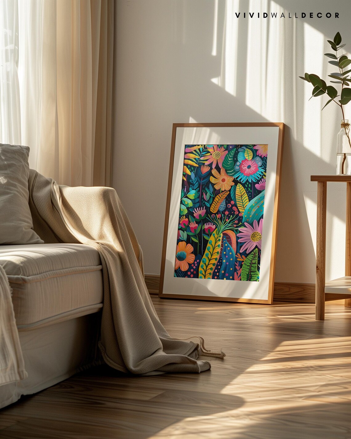 Colorful Tropical Floral Jungle On Dark Background Botanical Poster - Image 3