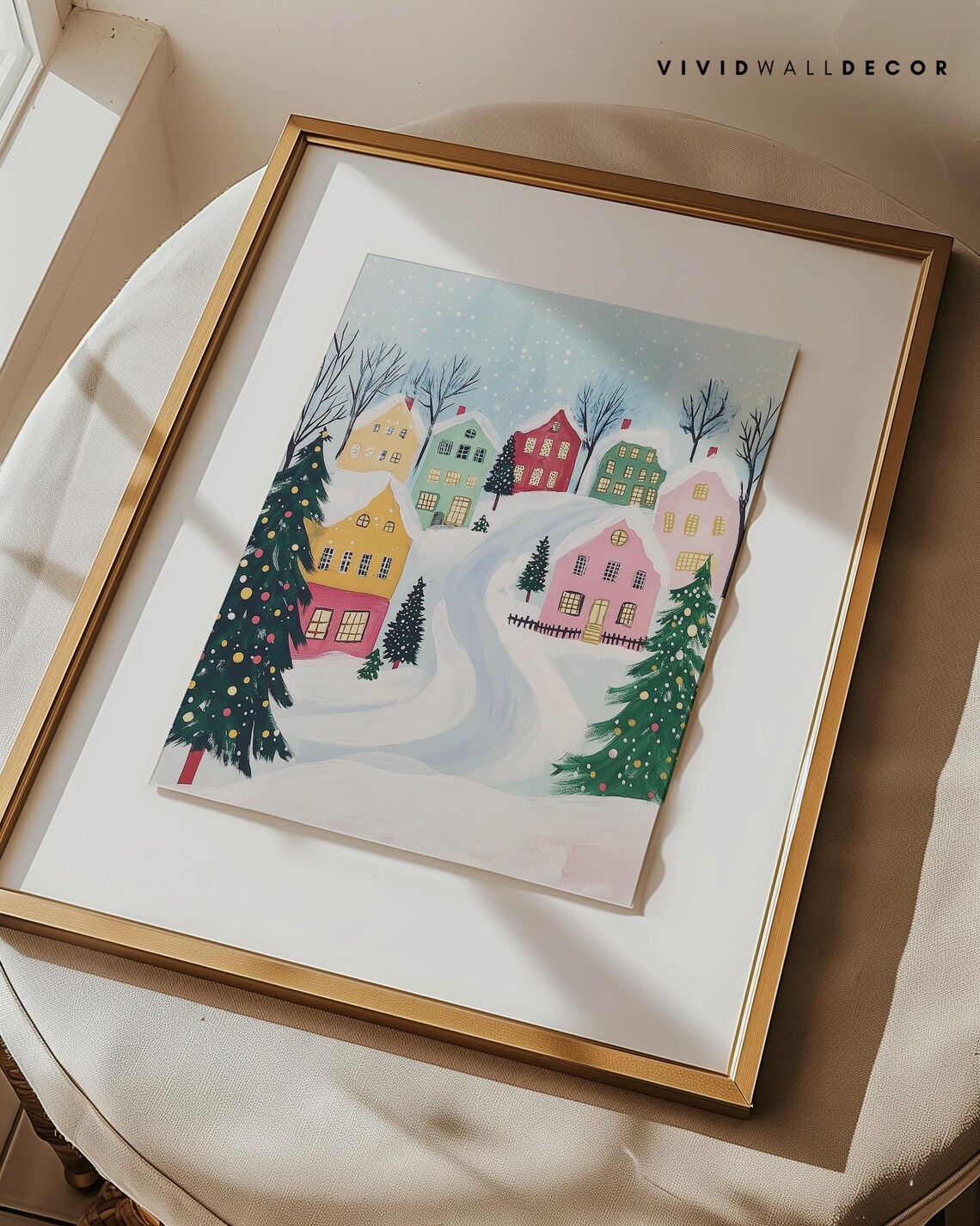 Colorful Houses On A Charming Snowy Christmas Village Street Poster - Image 3