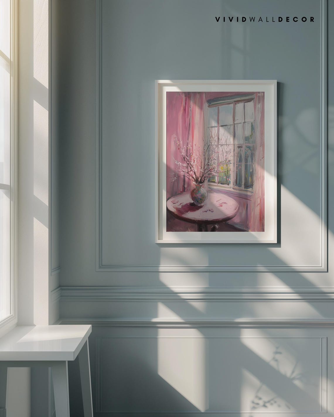 Pink Blossom Window Impressionist Romantic Still Life Wall Poster - Image 4