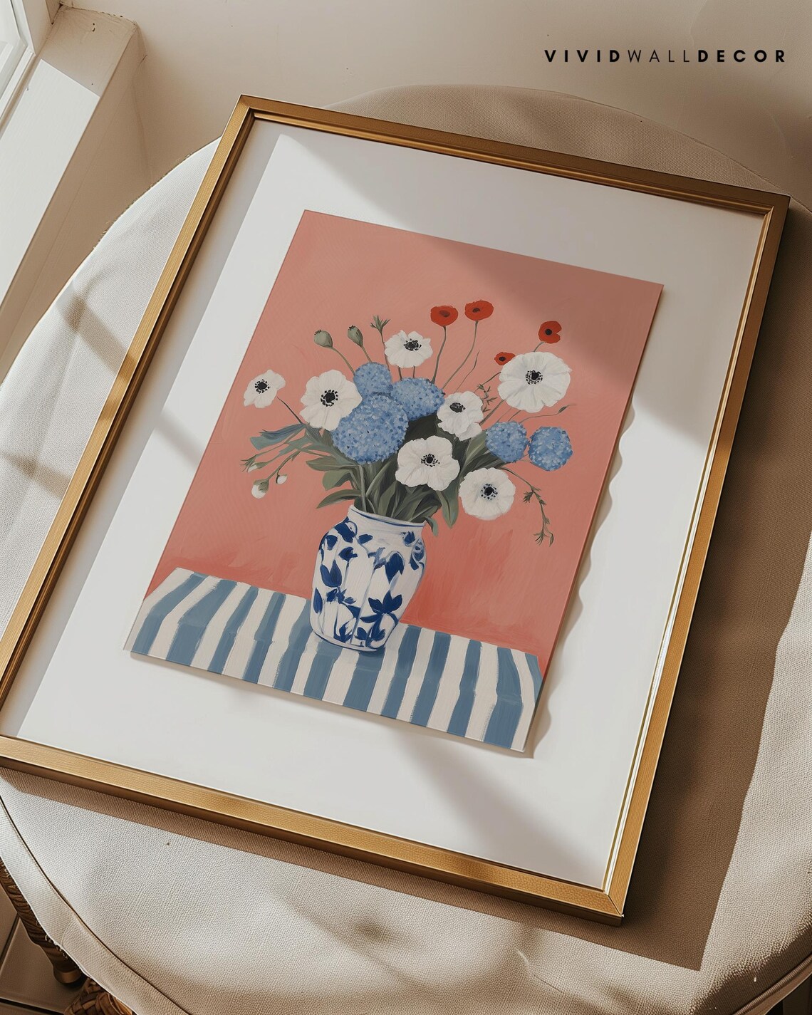 Blue And White Florals, Hydrangeas And Anemones Art Print - Image 2