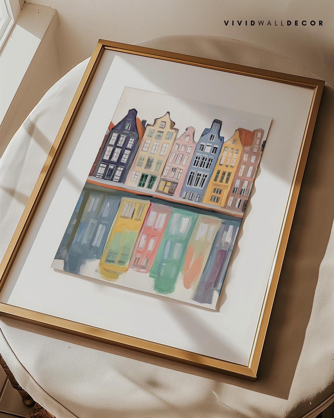 Amsterdam Canal Houses Reflection Whimsical Cityscape Poster - Image 3