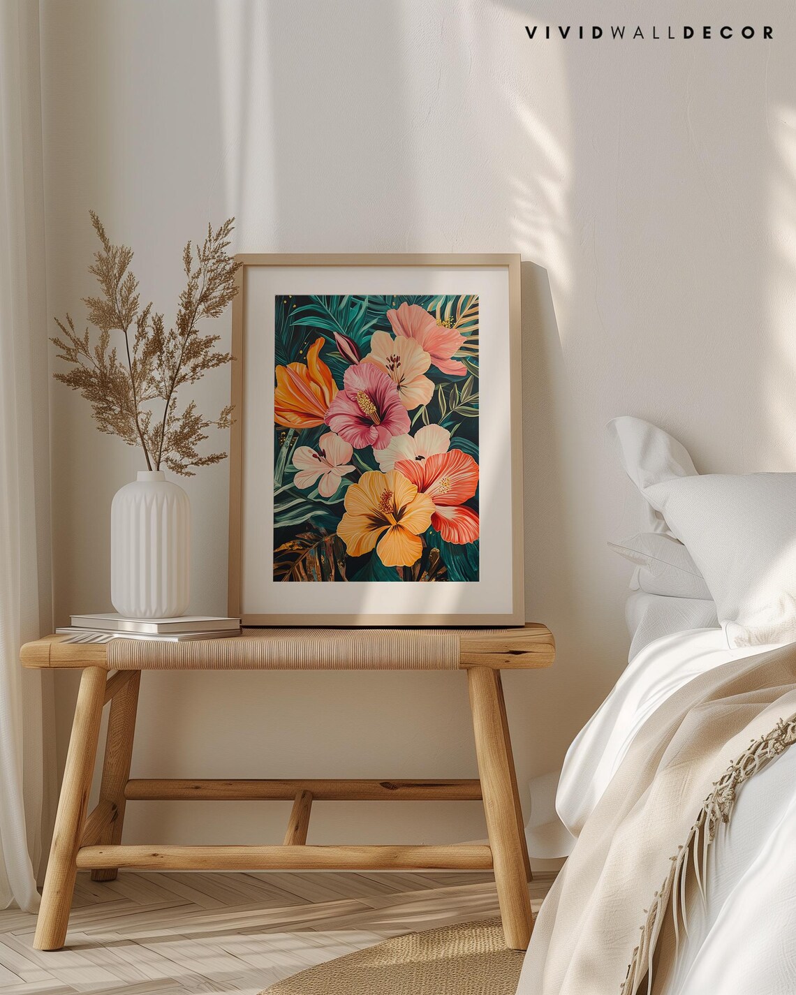 Tropical Hibiscus Blossom Colorful Maximalist Floral Night Poster - Image 2