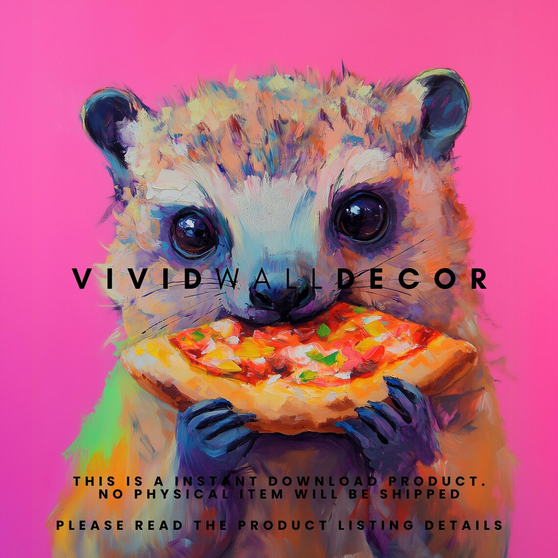 Pizza Party Hyrax, Colorful Maximalist Art Print - Image 2