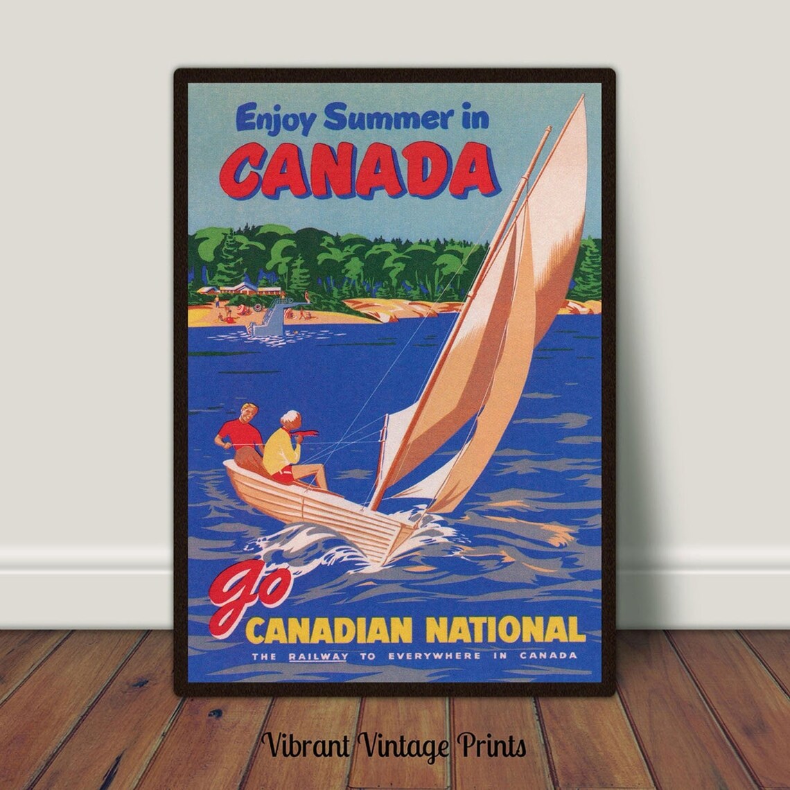 Canada Vintage Sailboat Art Print, Retro Decor