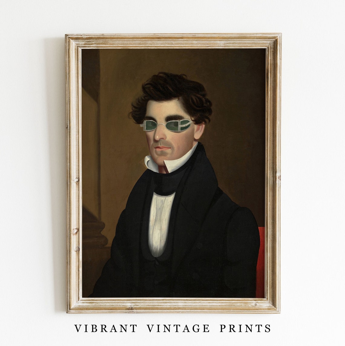 Vintage Man Portrait Moody Sunglasses Dark Altered Art Wall Print