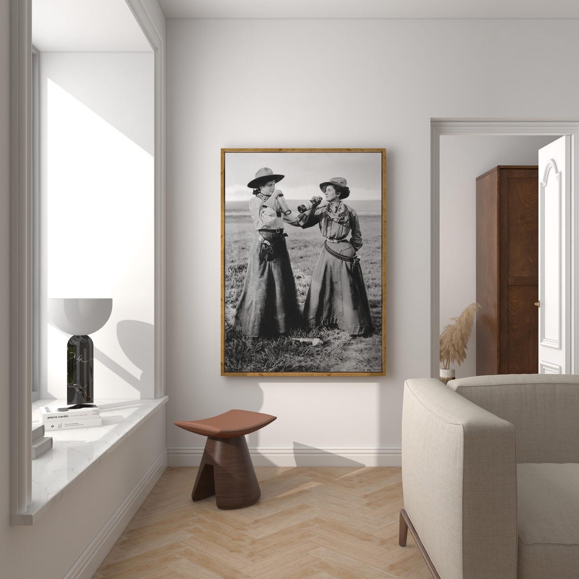 Two Cowgirl Friends In Dresses Drinking Bottles Western Photo Poster - Image 3
