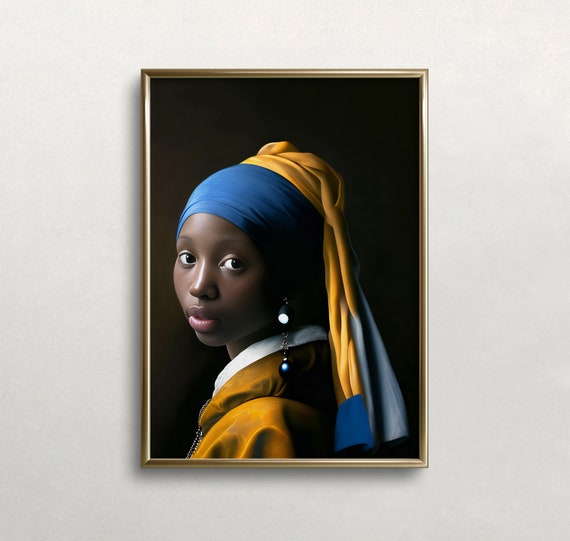 Girl With Pearl Earring, Vintage Black Girl Art Print