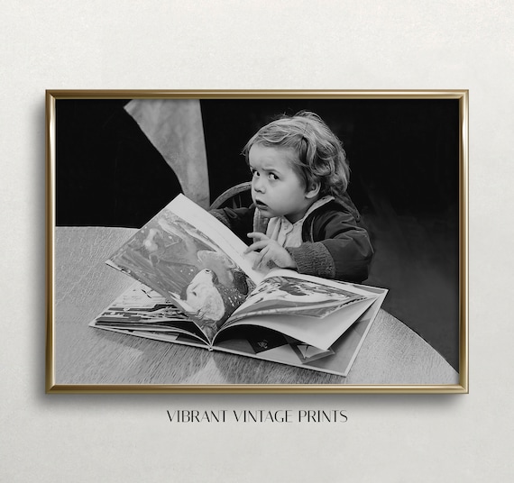 Girl Reading Book Vintage Black And White Art