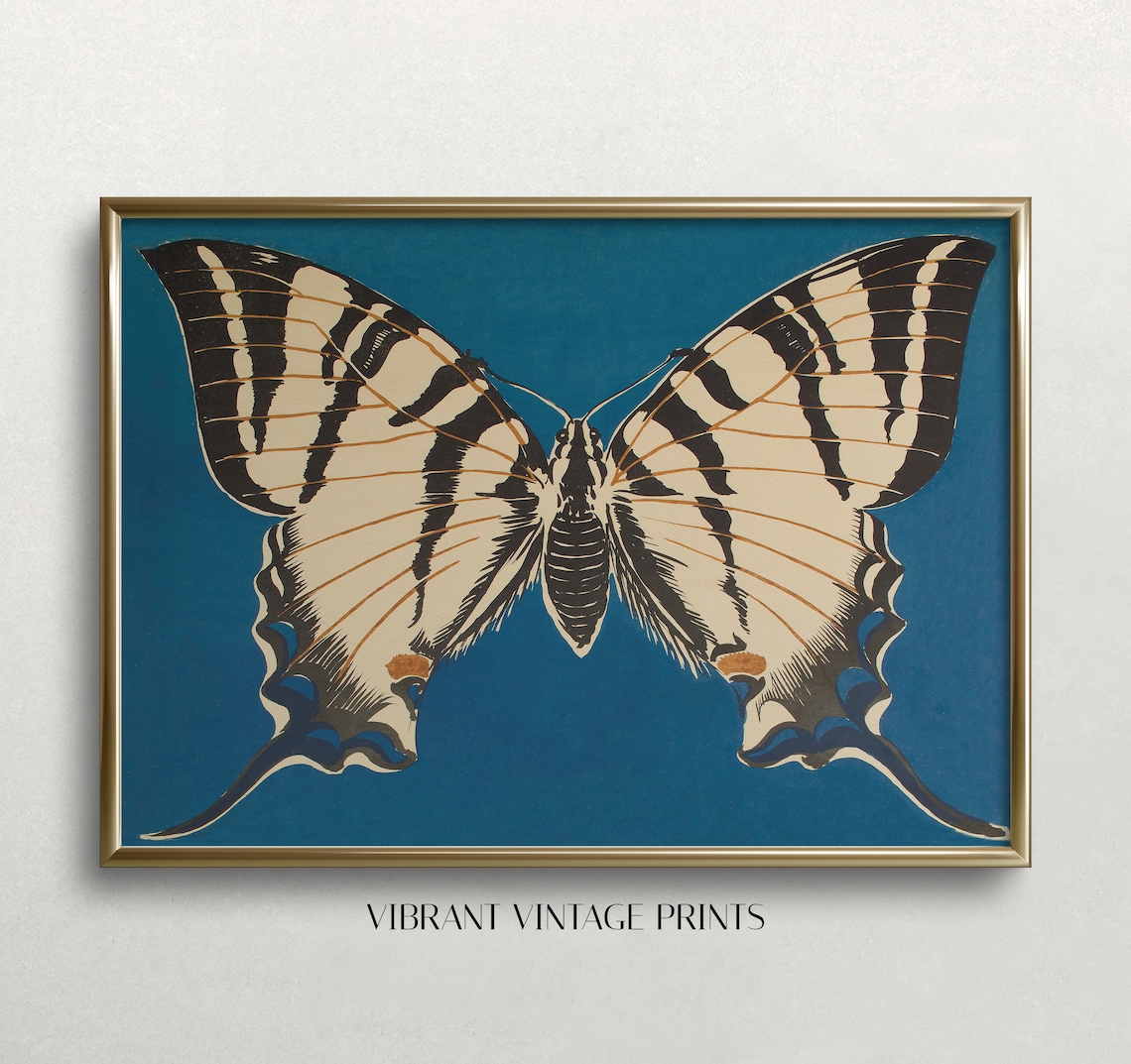 Vintage Butterfly Wall Art Print, Antique Style