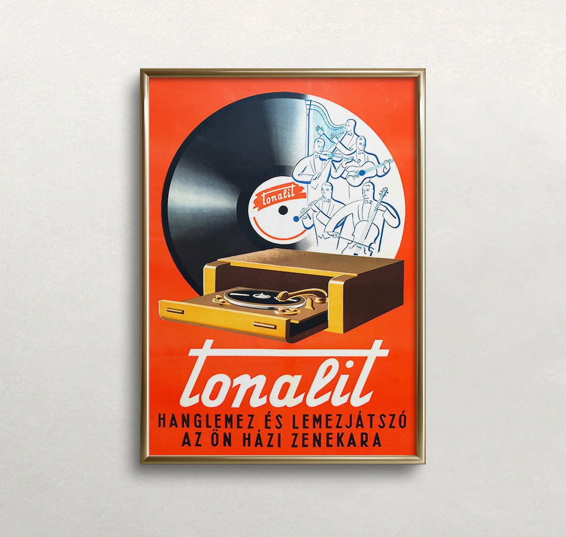 Vinyl Record Player Vintage Music Poster Print