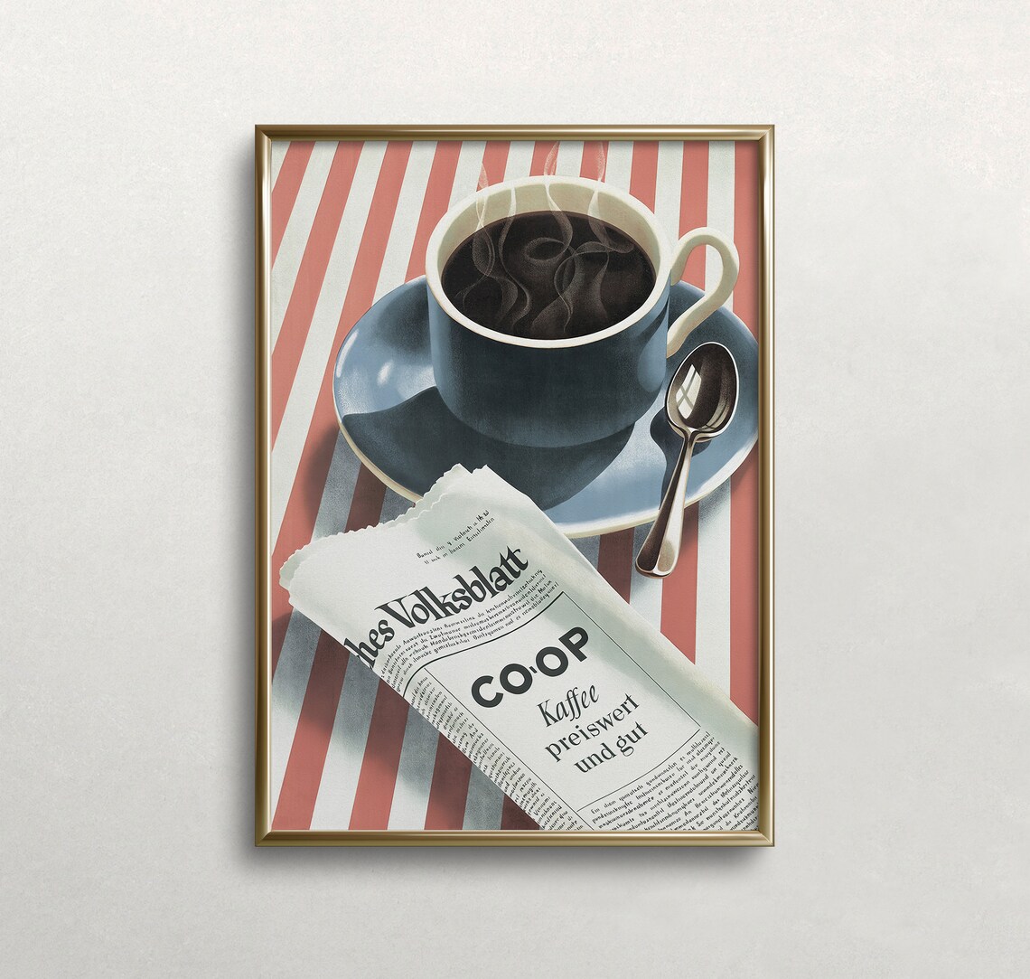 Coffee Wall Art Vintage Coffee Bar Retro Art Print