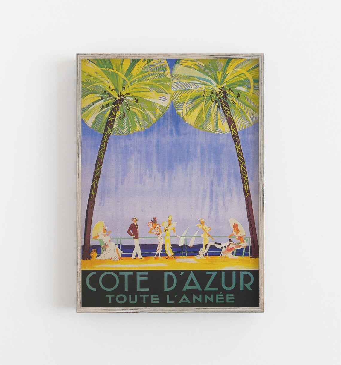 Cote D Azur France Vintage Travel Poster, Riviera Art Print