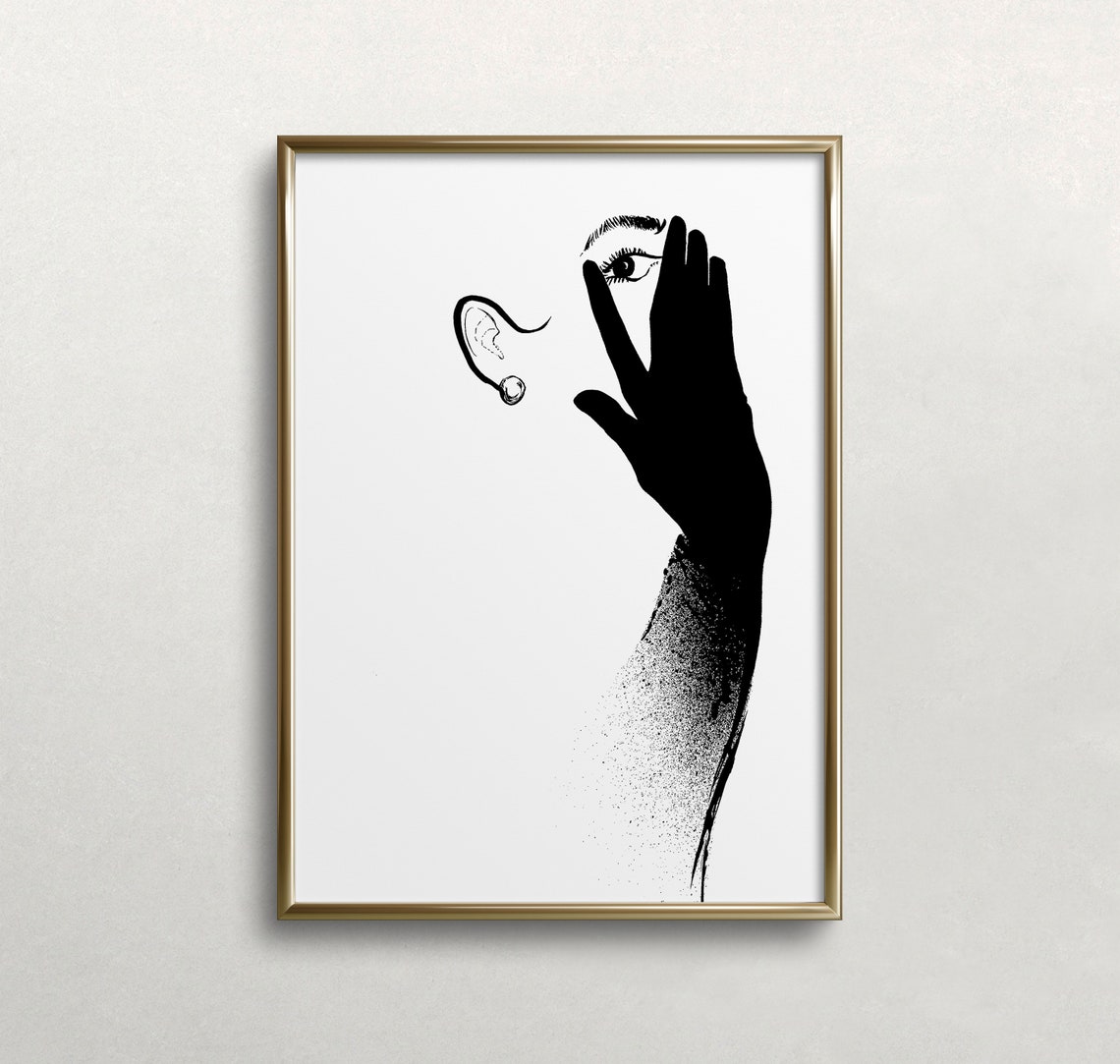 Minimalist Black Glove Woman Abstract Line Art Modern Face Poster