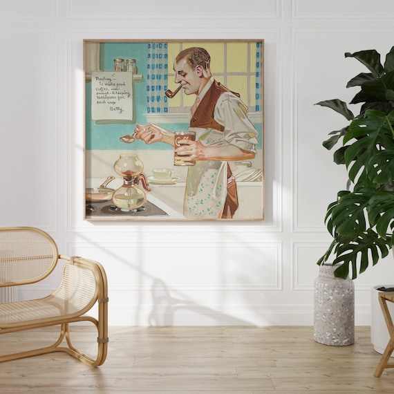 Coffee Wall Art, Vintage Retro Kitchen Decor