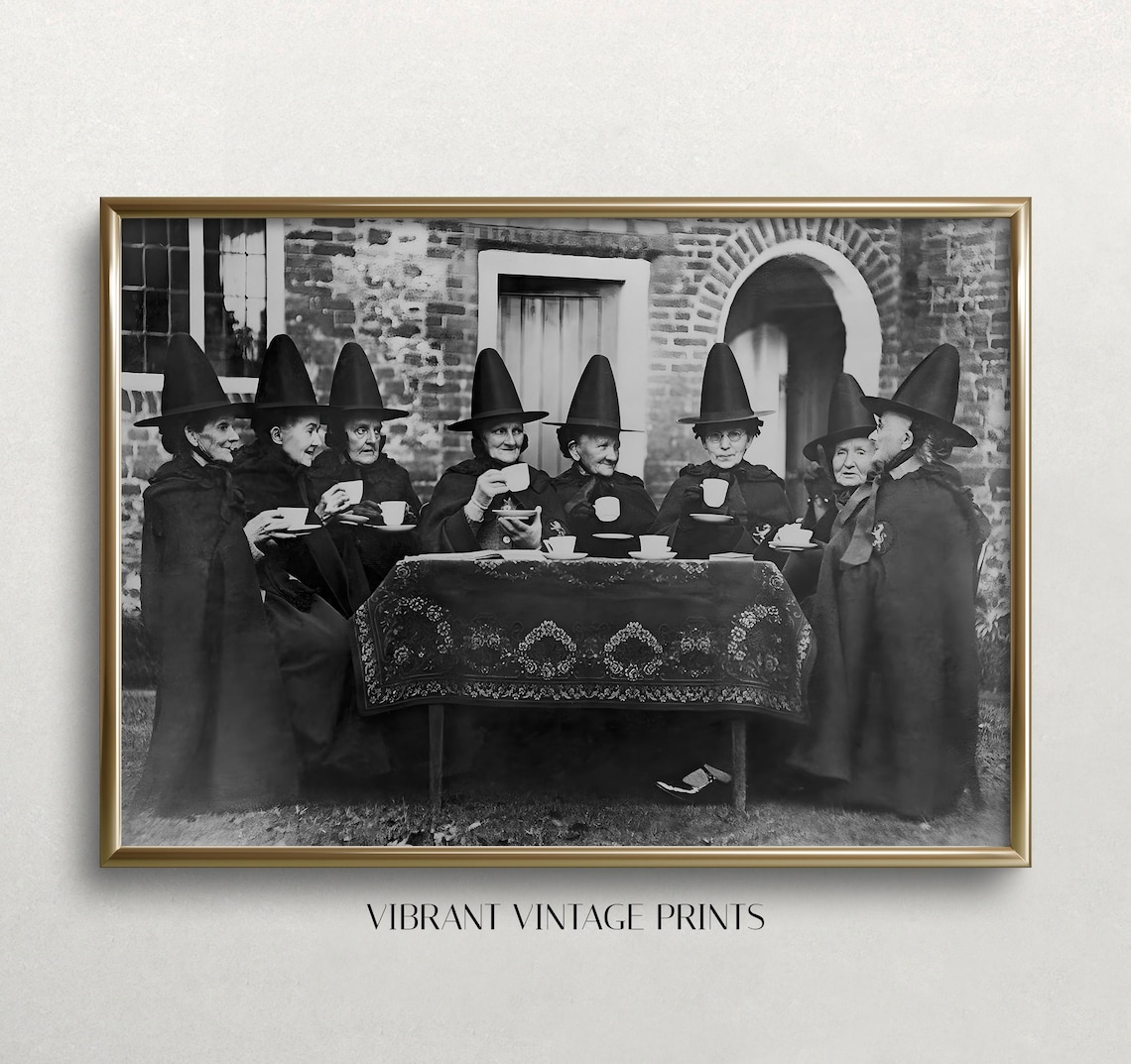 Witch Tea Party Vintage Halloween Poster Print