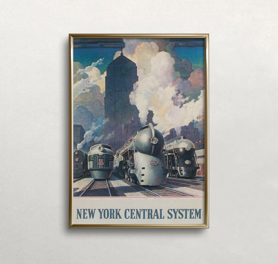 New York Central System Train Vintage Travel Poster