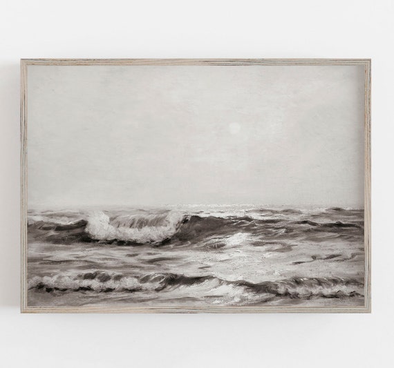 Beach Wall Art Ocean Wall Art Coastal Wall Decor Vintage Wall Art Dark Moody Colors Wall Art 73