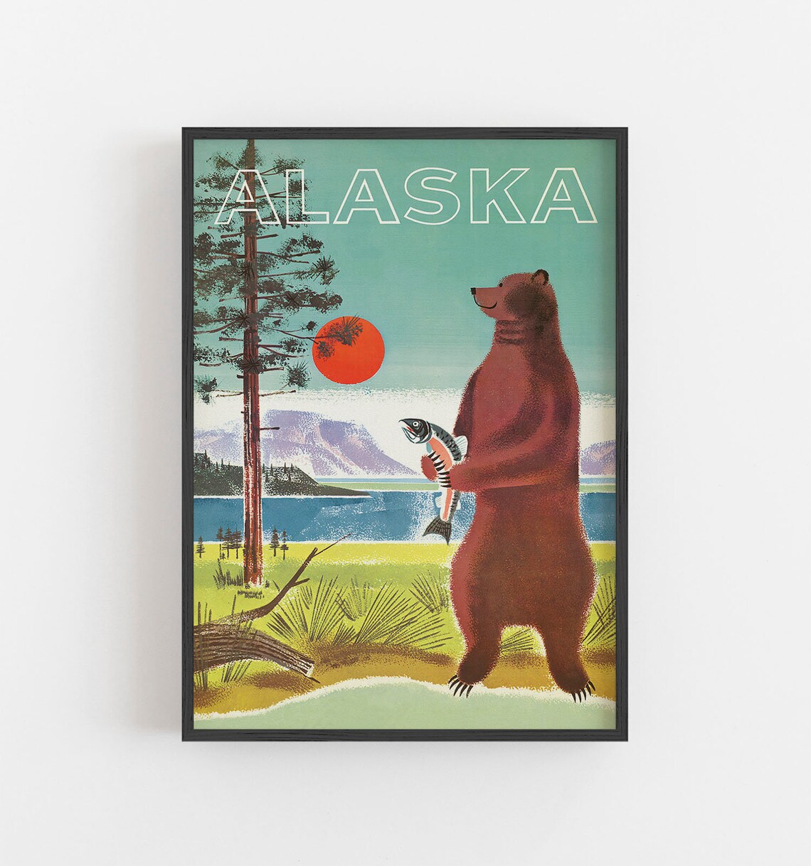 Alaska Bear Vintage Travel Poster, Alaska Wall Art - Image 3