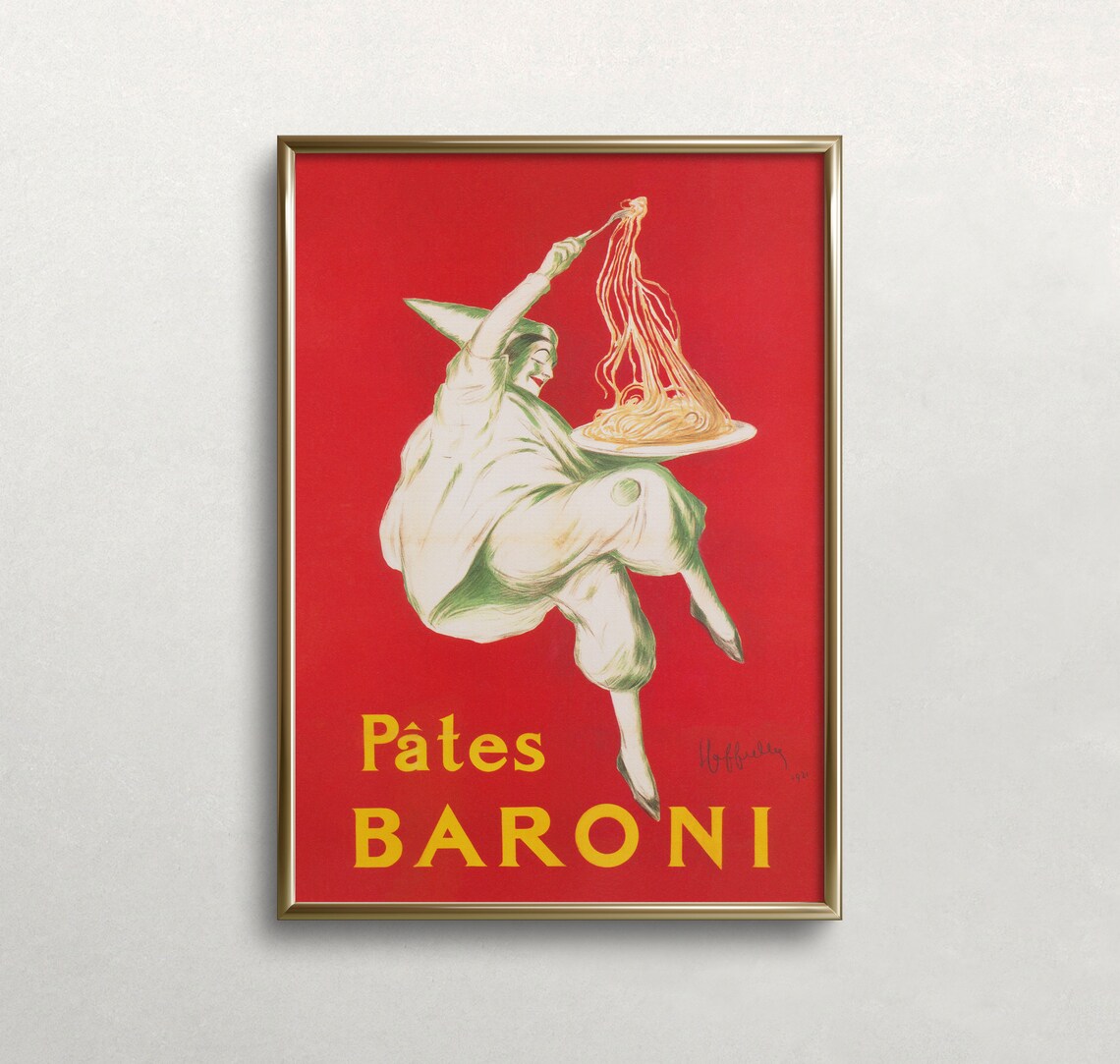Pates Baroni Vintage Poster, Spaghetti Food Art