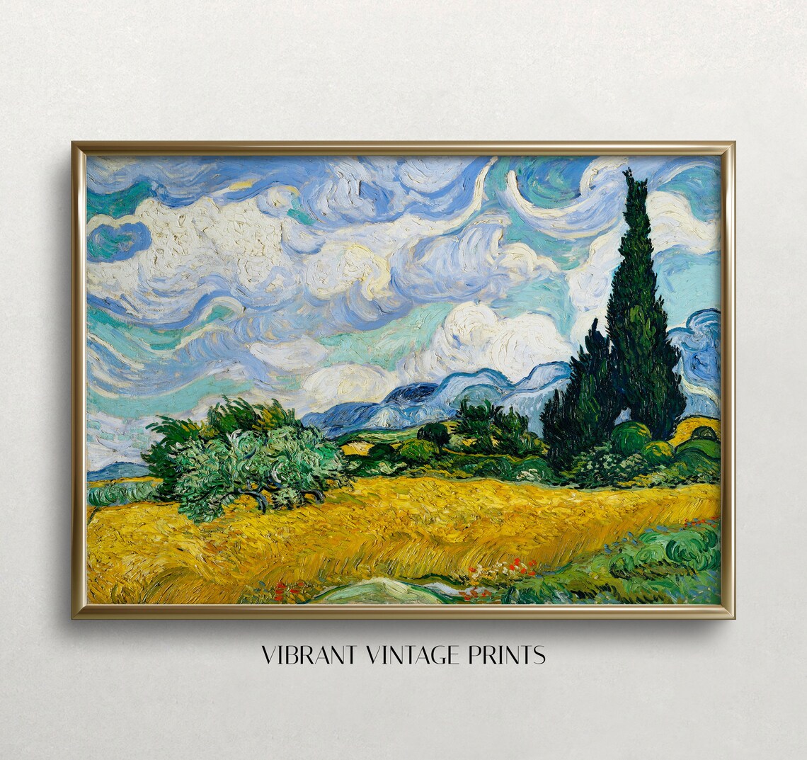 Wheatfield With Cypress, Van Gogh Vintage Art Print