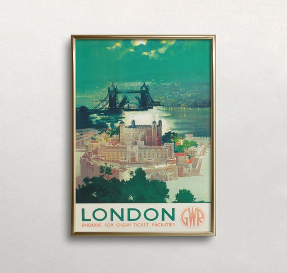 London Travel Poster, Vintage Tower of London Print