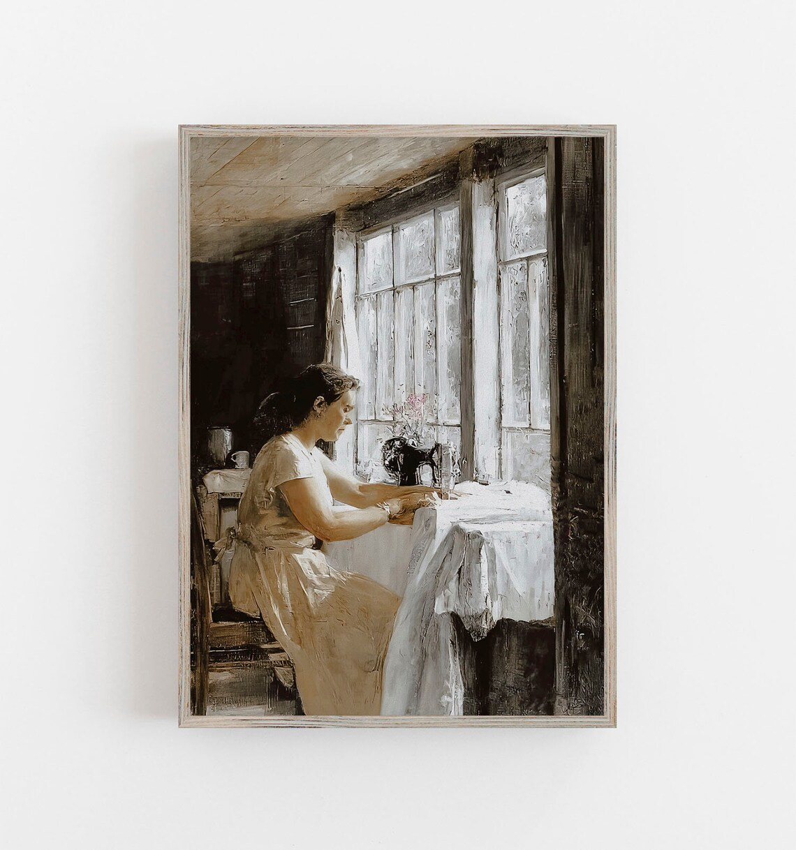Sewing Machine Woman Portrait, Vintage Farmhouse Art Print - Image 2