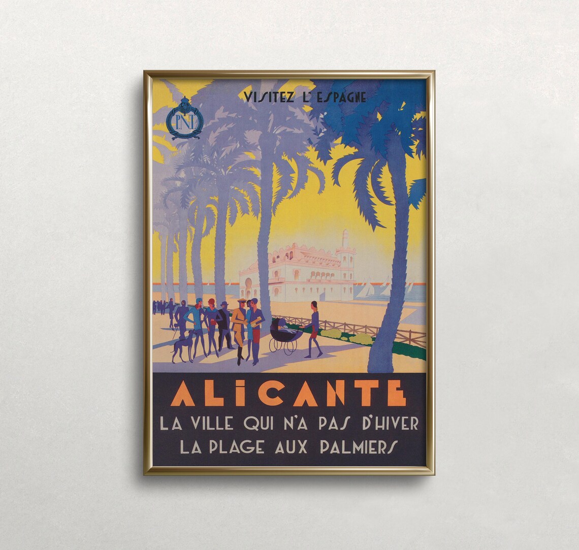 Alicante Spain Vintage Travel Poster, Art Print