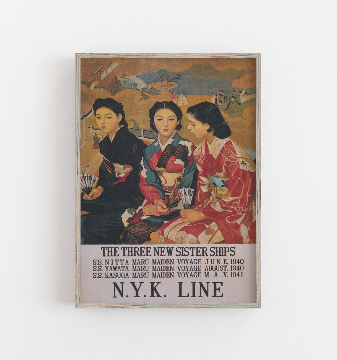 Vintage Asian Women Portrait Art Print, Japanese Decor