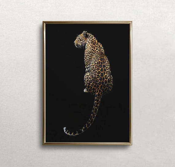 Leopard Wall Art Dark Moody Colors Cheetah Wall Art Moody Wall Decor Safari Animal Art Wild Cat Wall Art