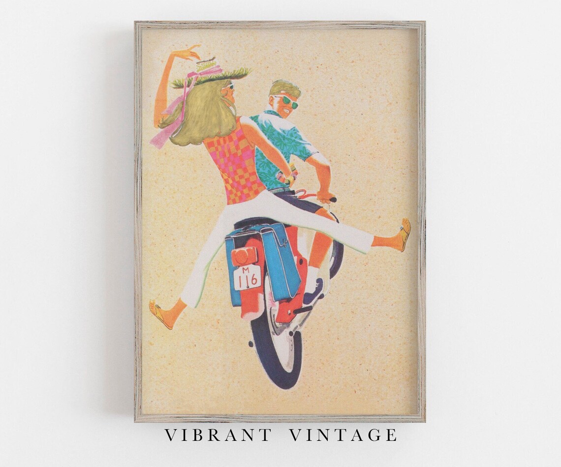Motorcycle and Scooter Retro Summer Wall Art Print