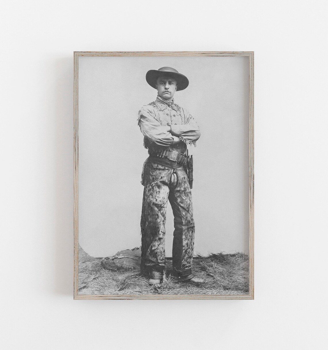 Teddy Roosevelt Cowboy, Vintage Black and White Art Print