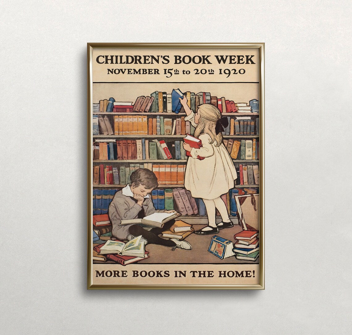 Books Vintage Nursery Decor Wall Art Poster Print