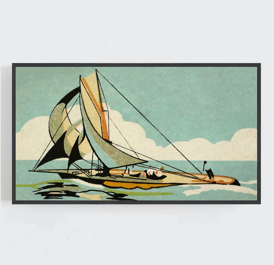 Sailboat Vintage Japan-Inspired Travel Poster