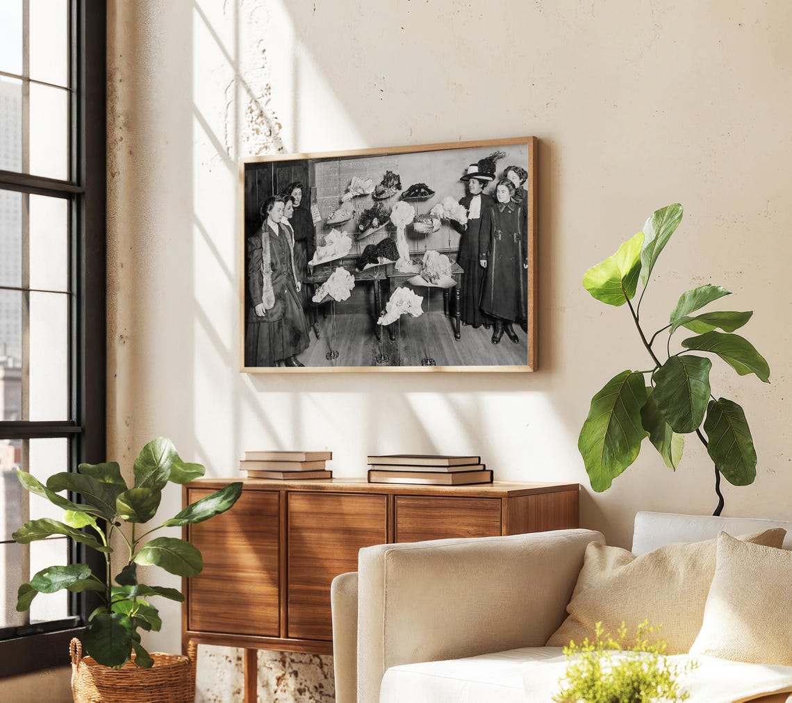Ladies At Hat Shop Black And White Art Vintage Wall Art Ladies And Hats Victorian Women Art Old Photo Wall Art - Image 4