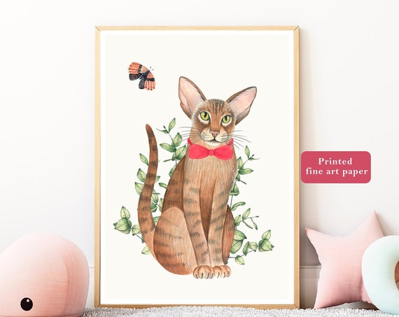 Cat Illustration Art For Kids Oriental Print Cats Poster Nursery Prints Best Lover Gift Baby Animal Kitten