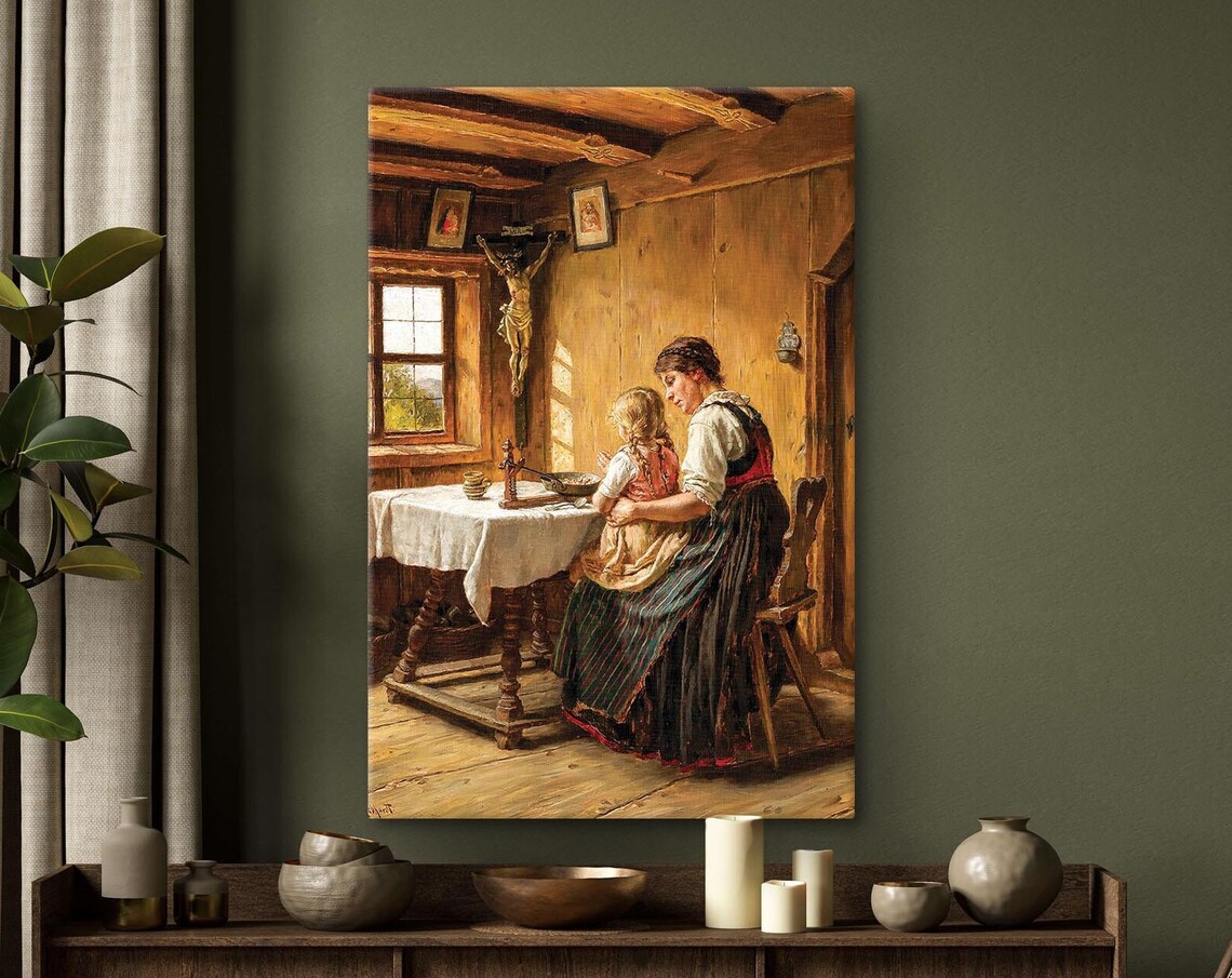 Karl Gebhardt Saying Grace Art Print, Christian Prayer