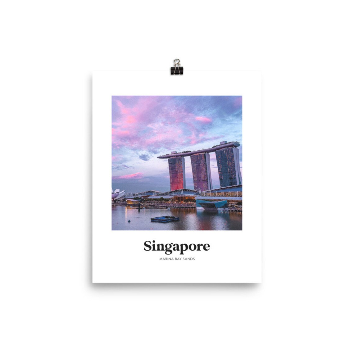 Singapore Marina Bay Sands Pink Sunset Skyline Photography Poster - Image 3