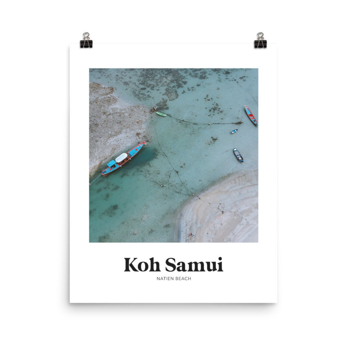 Koh Samui Thailand Natien Beach Aerial Boats Photo Travel Poster - Image 2